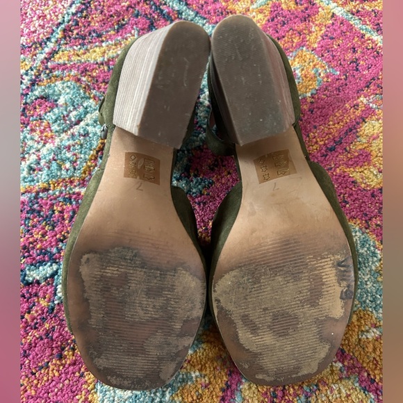 Madewell | Women’s green suede Alena stacked heel open toe ankle strap shoe sz 7 - Picture 6 of 14
